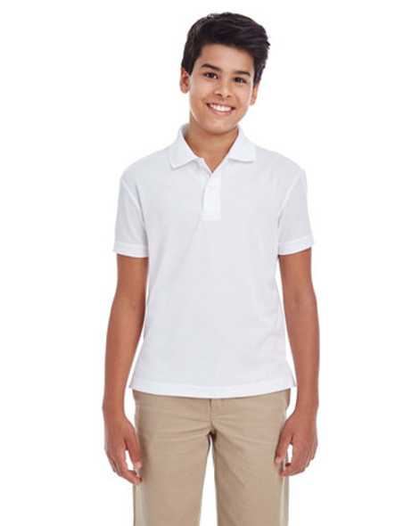 Core365 88181Y Youth Origin Performance Pique Polo Shirt | White