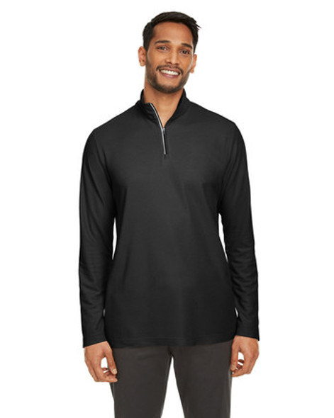 Core365 CE405 Men's Fusion ChromaSoft™ Pique Quarter-Zip Sweatshirt | Black