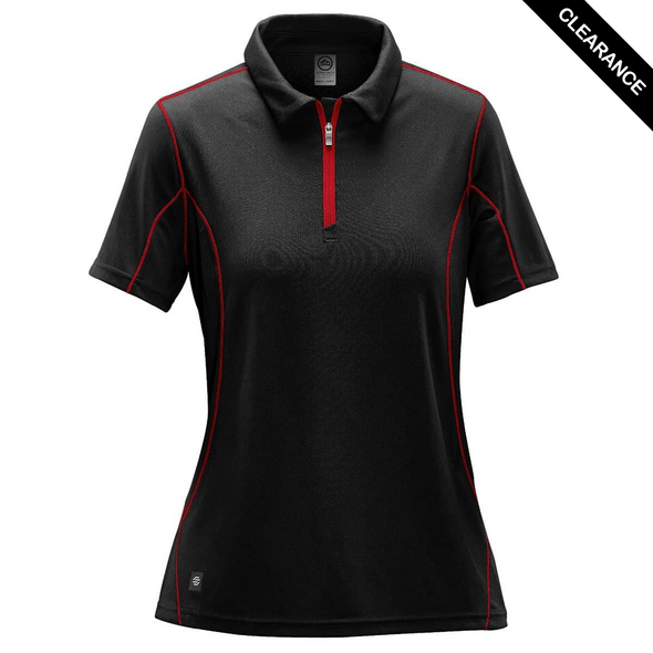 Clearance - Stormtech SDP-1W Women's Pulse 1/4 Zip Polo - Front | Black/ Bright Red