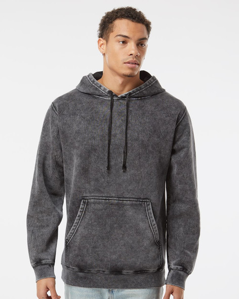 Independent Trading Co. PRM4500MW Unisex Midweight Mineral Wash Hooded Sweatshirt | Black
