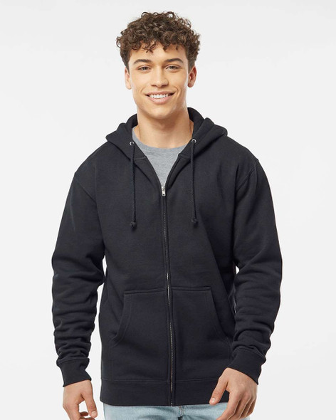 Independent Trading Co. IND4000Z Heavyweight Full-Zip Hooded Sweatshirt | Black