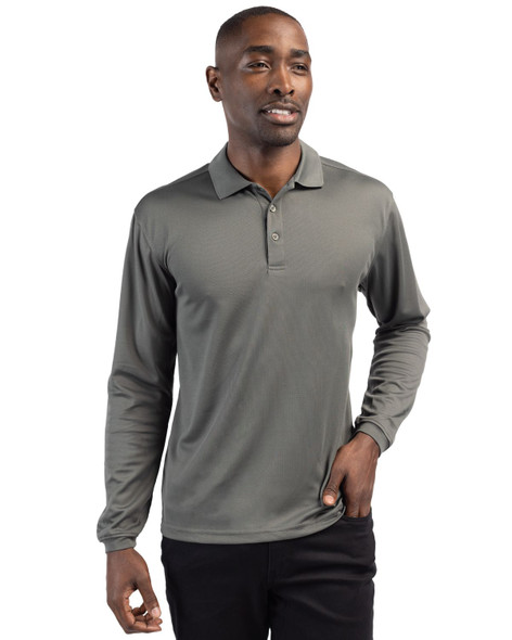 Clique Spin Eco Performance Pique Long Sleeve Mens Polo | Pure Slate Clique Spin Eco Performance Pique Long Sleeve Mens Polo | Pure Slate