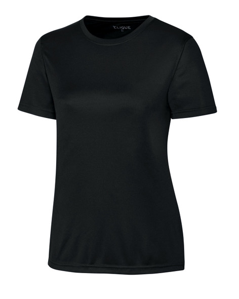 Clique Spin Eco Performance Jersey Short Sleeve Womens Tee | Black Clique Spin Eco Performance Jersey Short Sleeve Womens Tee | Black
