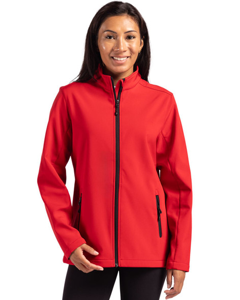 Clique Tempo Stretch Full Zip Womens Softshell Jacket | Red/Black Clique Tempo Stretch Full Zip Womens Softshell Jacket | Red/Black