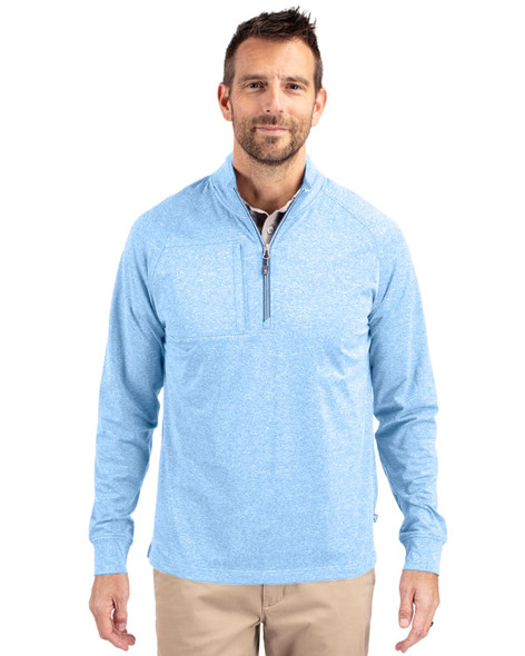 Cutter & Buck Adapt Eco Knit Heather Mens Quarter Zip Pullover | Atlas Heather