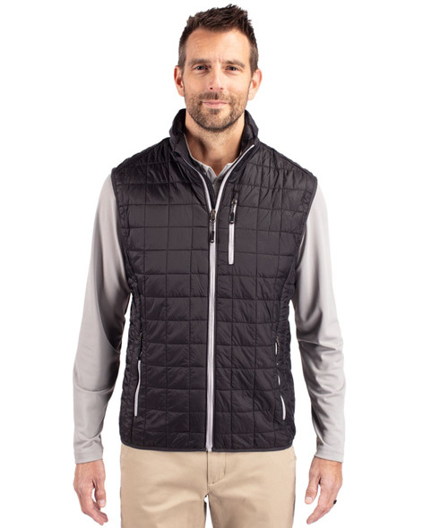 Cutter & Buck Rainier PrimaLoft® Mens Eco Insulated Full Zip Puffer Vest | Black