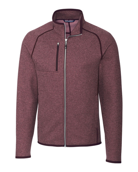 Cutter & Buck Mainsail Sweater-Knit Mens Full Zip Jacket | Bordeaux Heather
