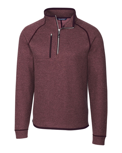 Cutter & Buck Mainsail Sweater-Knit Mens Half Zip Pullover Jacket | Bordeaux Heather