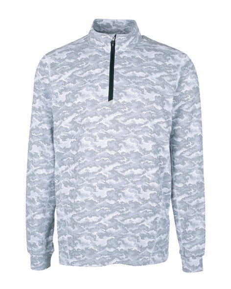 Cutter & Buck Traverse Stretch Eco Camo Print Quarter Zip Mens Pullover | Charcoal
