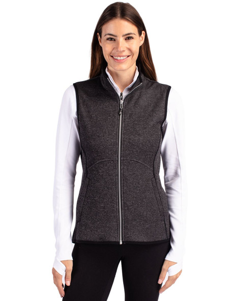 Cutter & Buck Mainsail Sweater Knit Womens Full Zip Vest | Charcoal Heather