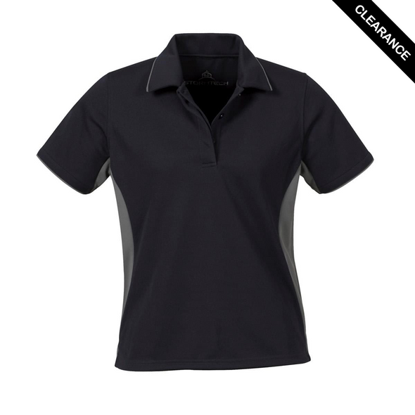 Clearance - Stormtech GPX-3W Stormtech Women's Coolmax Baja Polo - Clearance | Black/ Iron