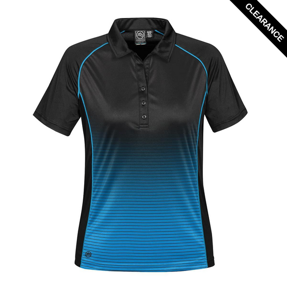Clearance - Stormtech GTP-1W Stormtech Women's Horizon Polo - Clearance | Black/ Electric Blue