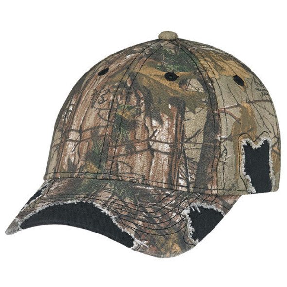 6Y193M Enzyme Washed Twill/Brushed Polycotton Camouflage Distressed Cap 