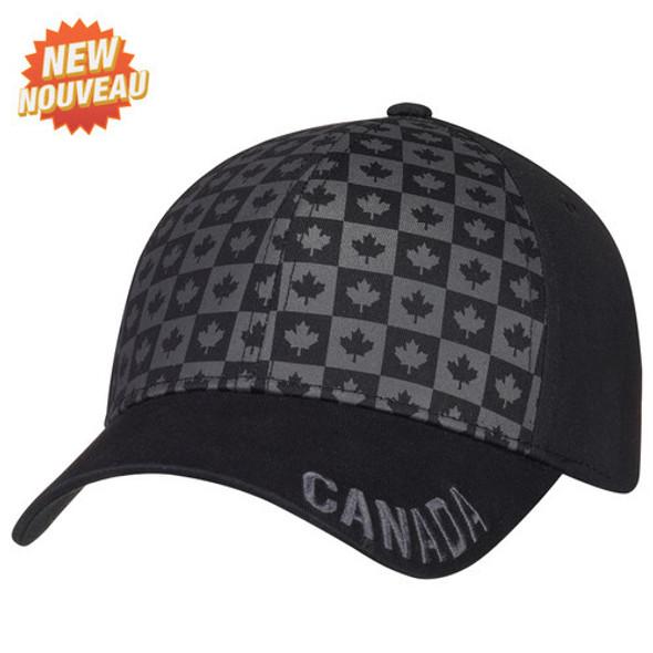 Black - 6639M 6 Panel Constructed Full-Fit (Canada) Cap 