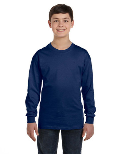 Gildan G540B Youth Heavy Cotton Long Sleeve T-Shirt | Navy