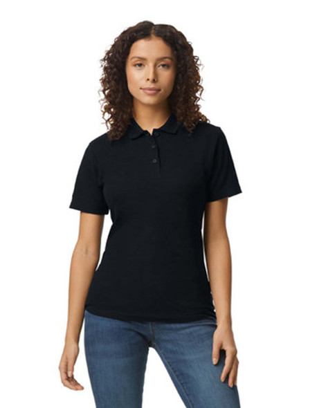 Gildan G648L Ladies' Softstyle Double Pique Polo Shirt | Black