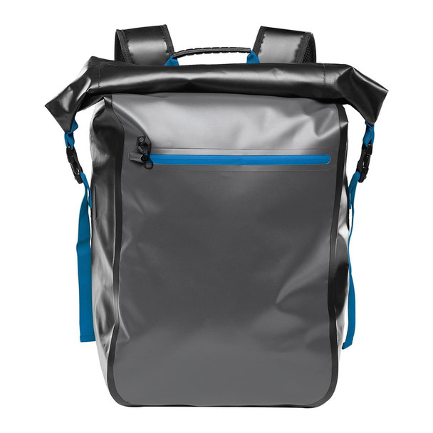 Stormtech FCX-1 Kemano Backpack - Front | Black/ Graphite/ Azure Blue