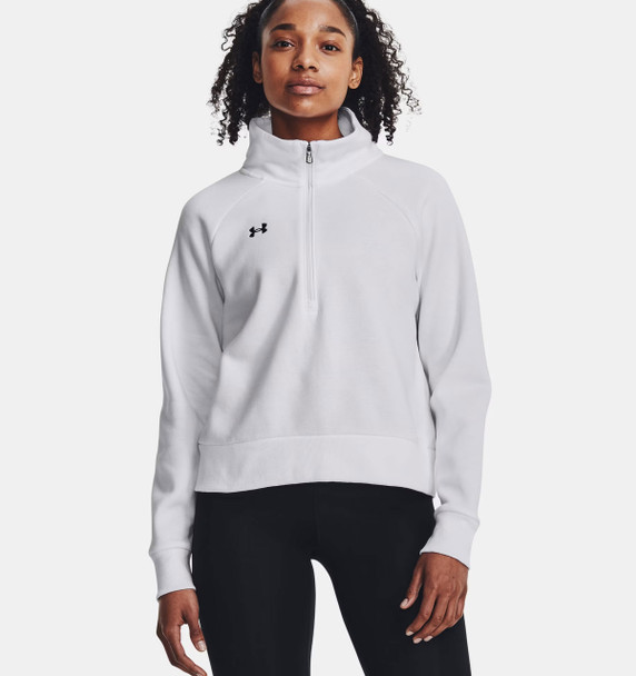 Under Armour 1379492 Ladies' Rival Fleece Quarter-Zip | White/Black