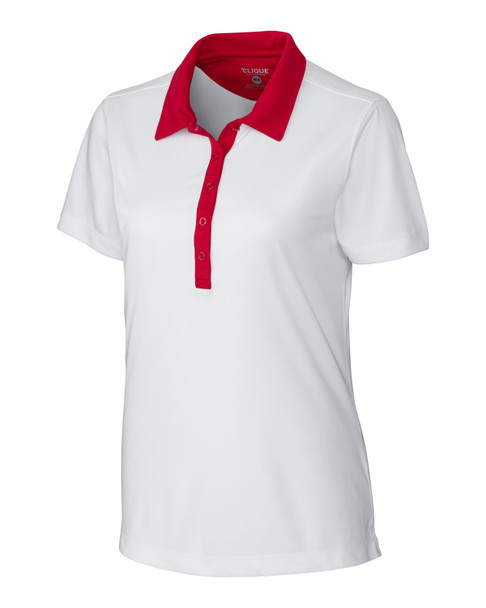 Clique Parma Colorblock Tech Jersey Womens Polo | White/Red Clique Parma Colorblock Tech Jersey Womens Polo | White/Red