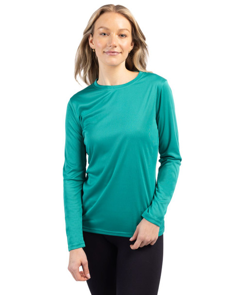 Clique Spin Eco Performance Long Sleeve Womens Tee Shirt | Teal Green Clique Spin Eco Performance Long Sleeve Womens Tee Shirt | Teal Green