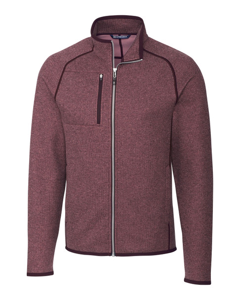 Cutter & Buck Mainsail Sweater-Knit Mens Full Zip Jacket | Bordeaux Heather