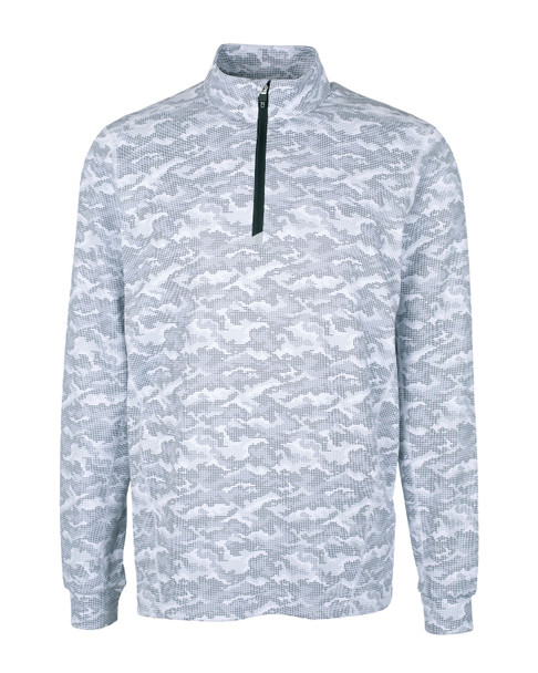 Cutter & Buck Traverse Stretch Eco Camo Print Quarter Zip Mens Pullover | Charcoal
