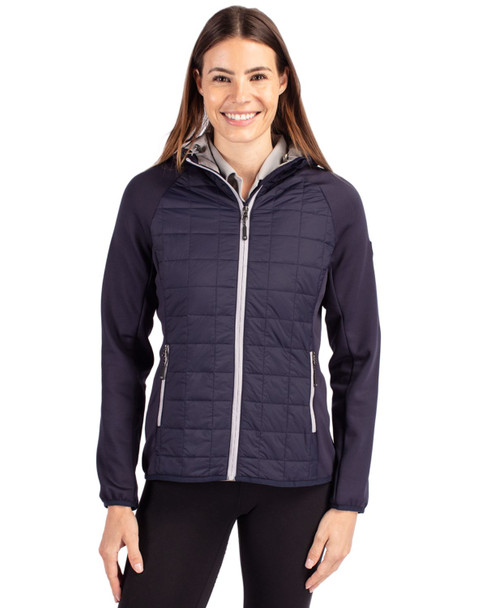 Cutter & Buck Rainier Primaloft Womens Eco Full Zip Hybrid Jacket | Dark Navy