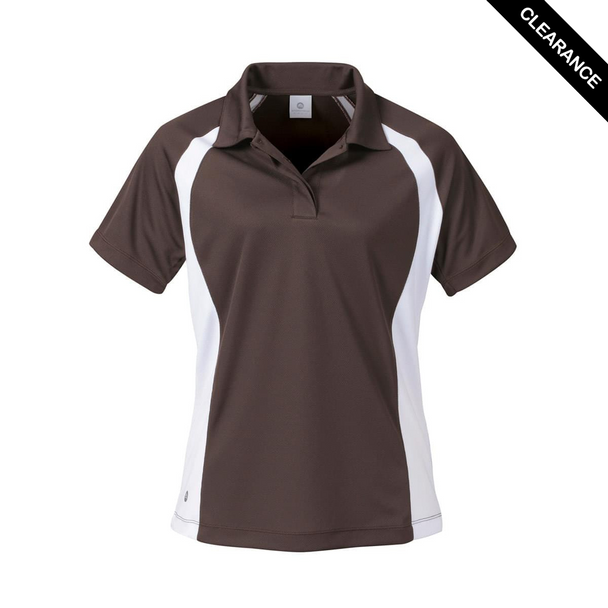 Clearance - Stormtech DTX-1W Stormtech Women's Flex H2X-DRY Polo - Clearance | Seal Brown/ White
