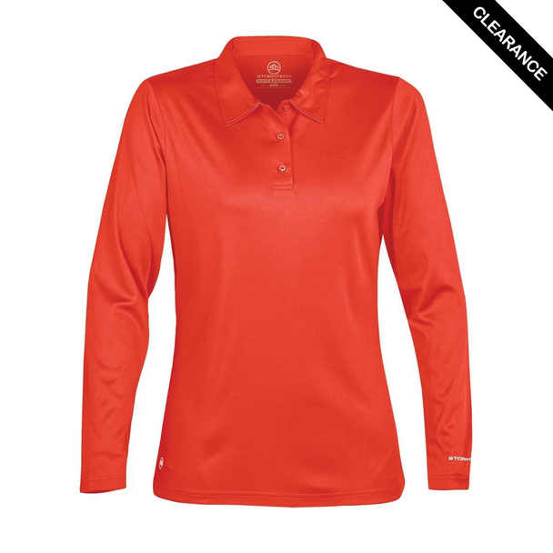 Clearance - Stormtech LPS-1W Stormtech Women's Long Sleeve Apollo H2X-DRY Polo - Clearance | Hot Red
