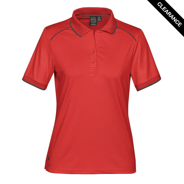 Clearance - Stormtech VPS-2W Stormtech Women's Phantom Embossed Back Polo - Clearance | Bright Red/ Carbon