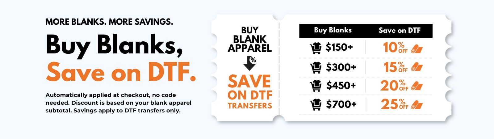 Buy blanks and save on DTF transfers bundle deal