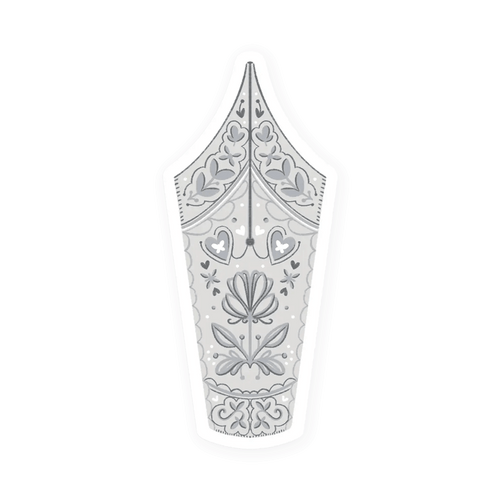 Silver Pen Nib Sticker