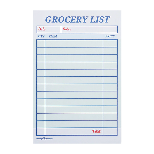 Guest Check Notepad Grocery List