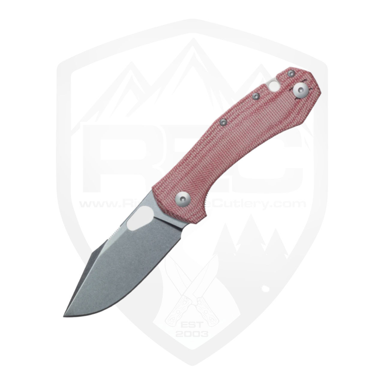 GiantMouse Atelier, Red Canvas Micarta / Stonewash Elmax