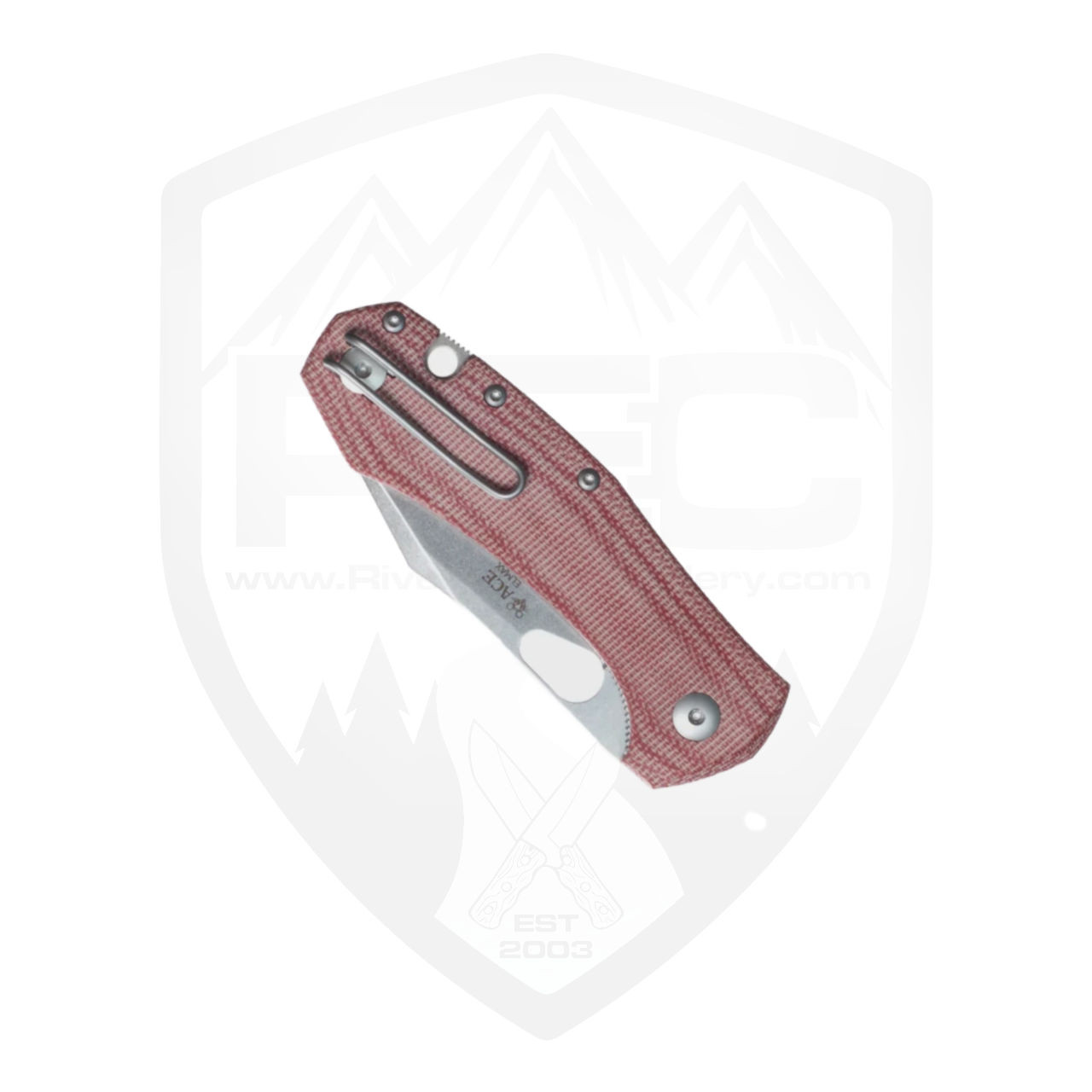 GiantMouse Atelier, Red Canvas Micarta / Stonewash Elmax