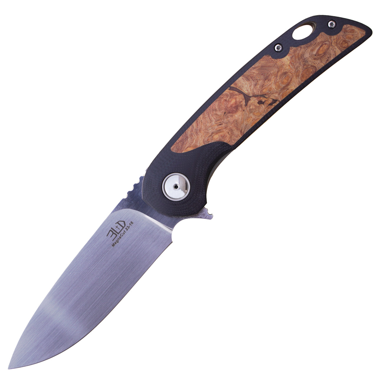 3LD 3LegDog Knives W5 Standard Drop Point, Black G10 w/ Wood