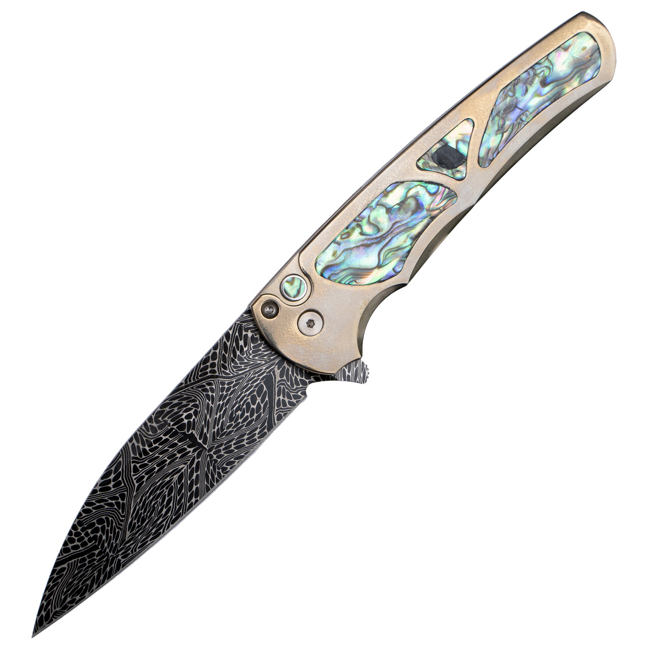 Pro-Tech Malibu Wharncliffe Custom - Bronze Titanium w/ Abalone