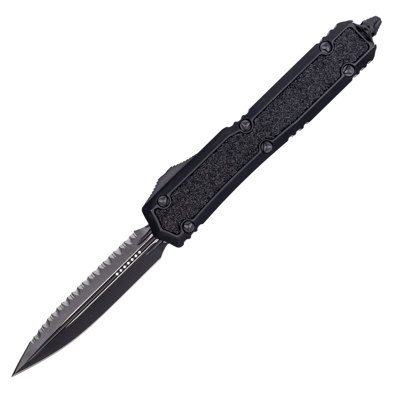 MacOra.！ Microtech Makora Double Edge Tactical, Black Aluminum / Fully