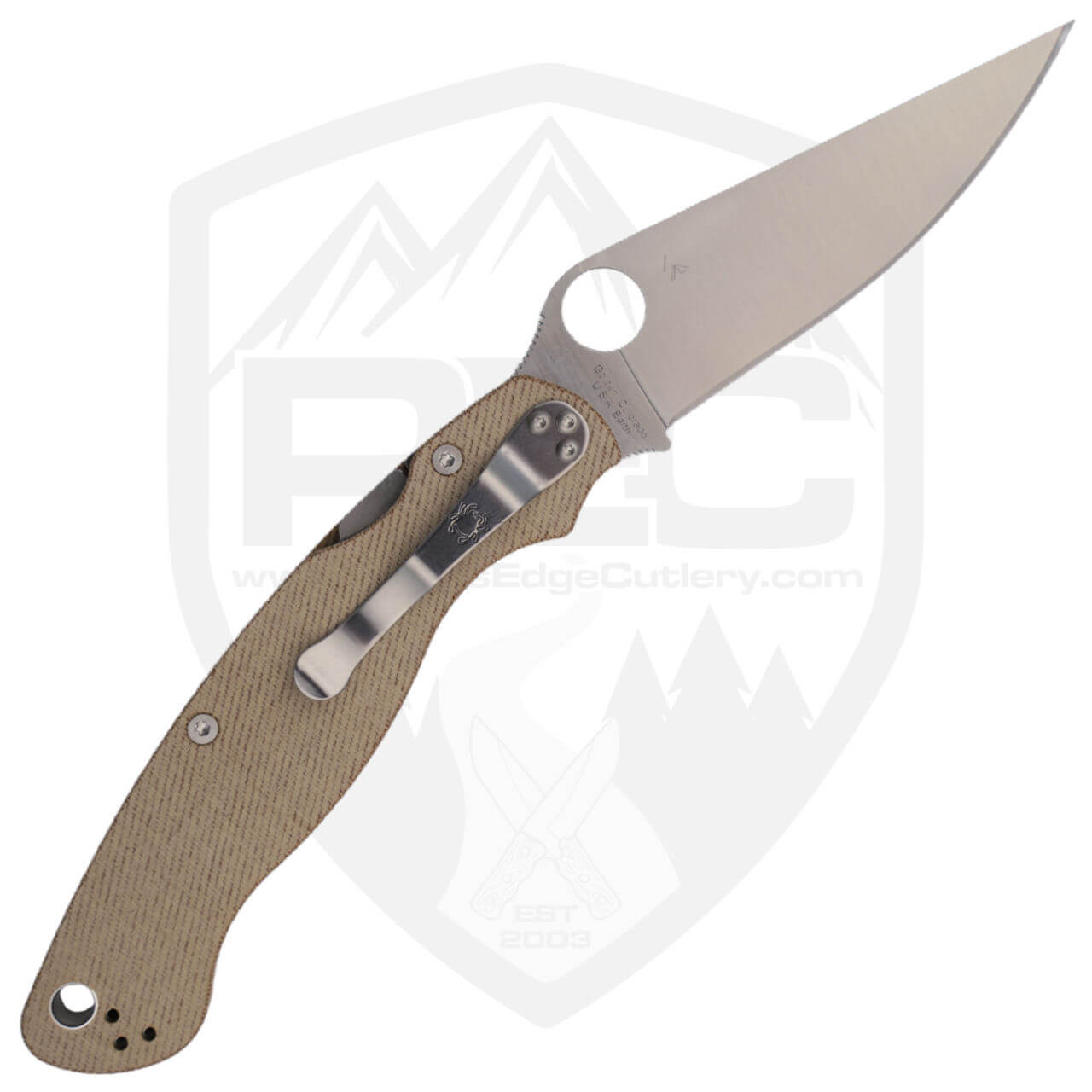 Spyderco Military 2 Brown Canvas Micarta / Satin Cru-Wear - C36MPCW2