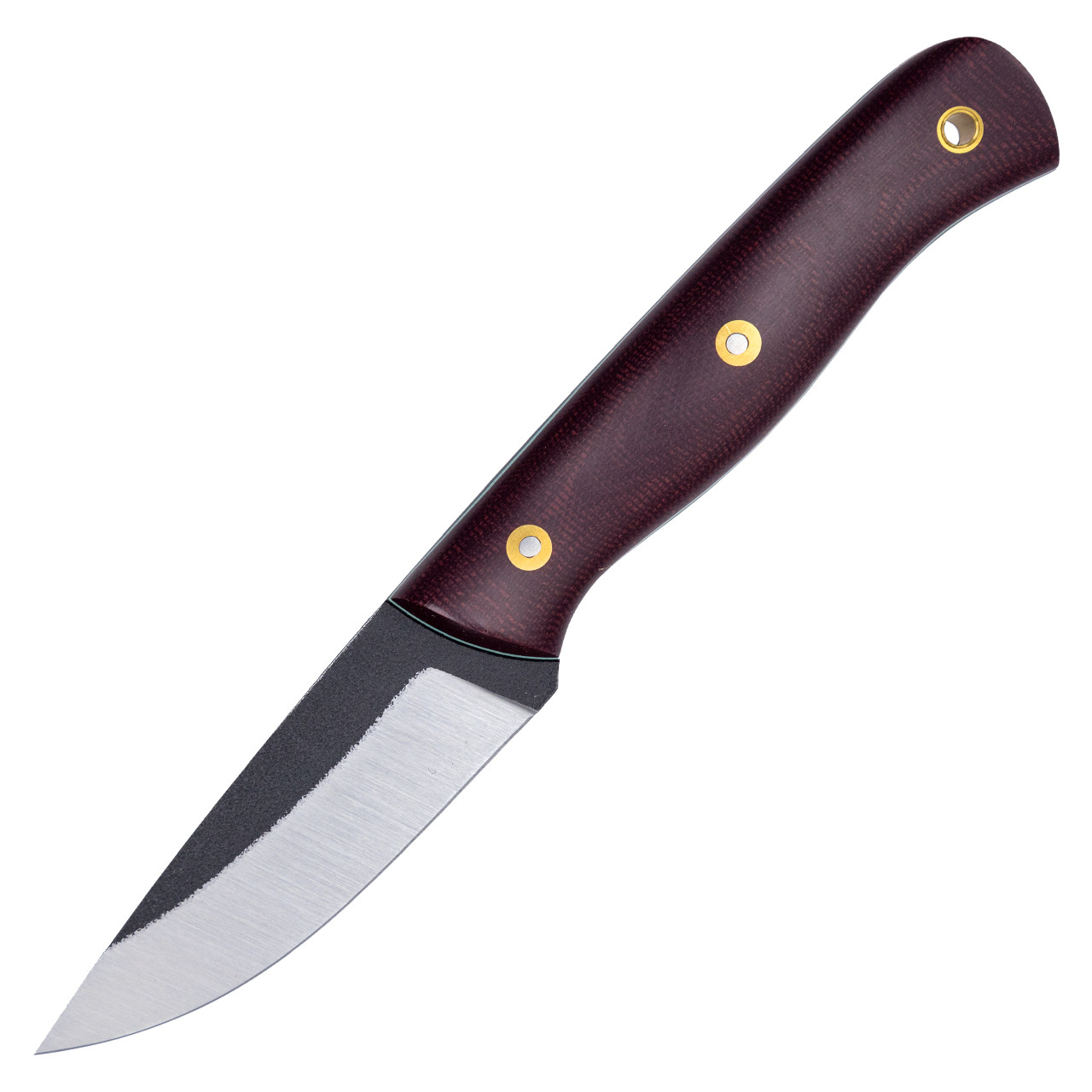 Warlander Mink, Burgundy Canvas Micarta / 2-Tone A2 Steel