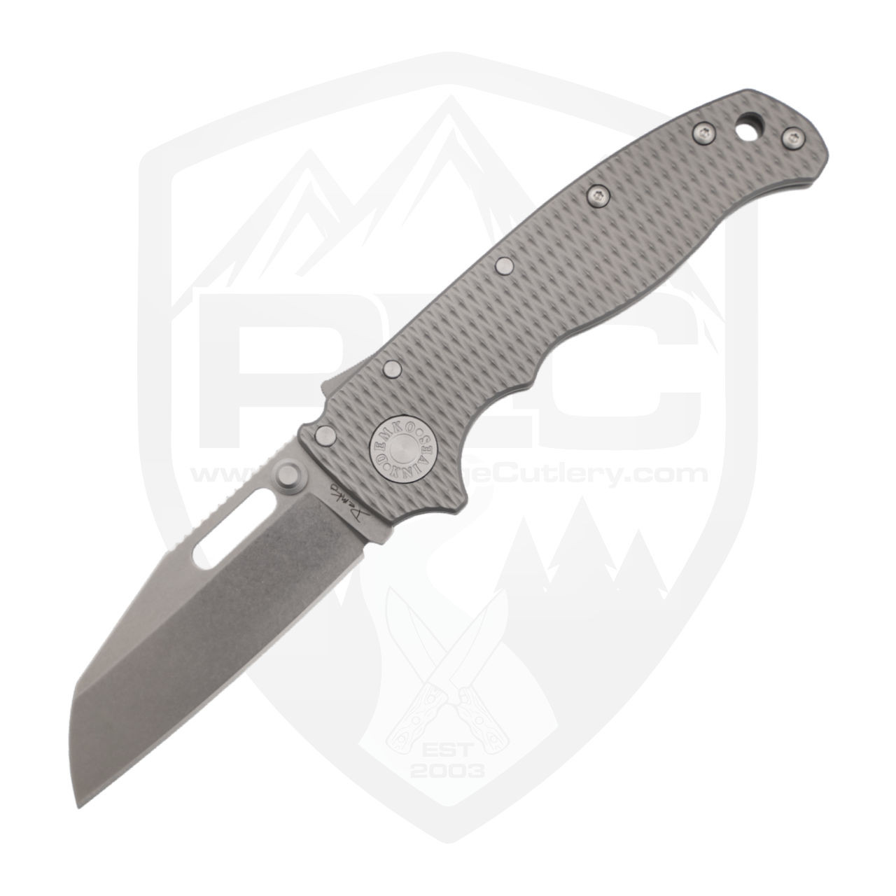 Demko AD20.5 Shark Foot, Textured Titanium / Stonewash CPM 20CV