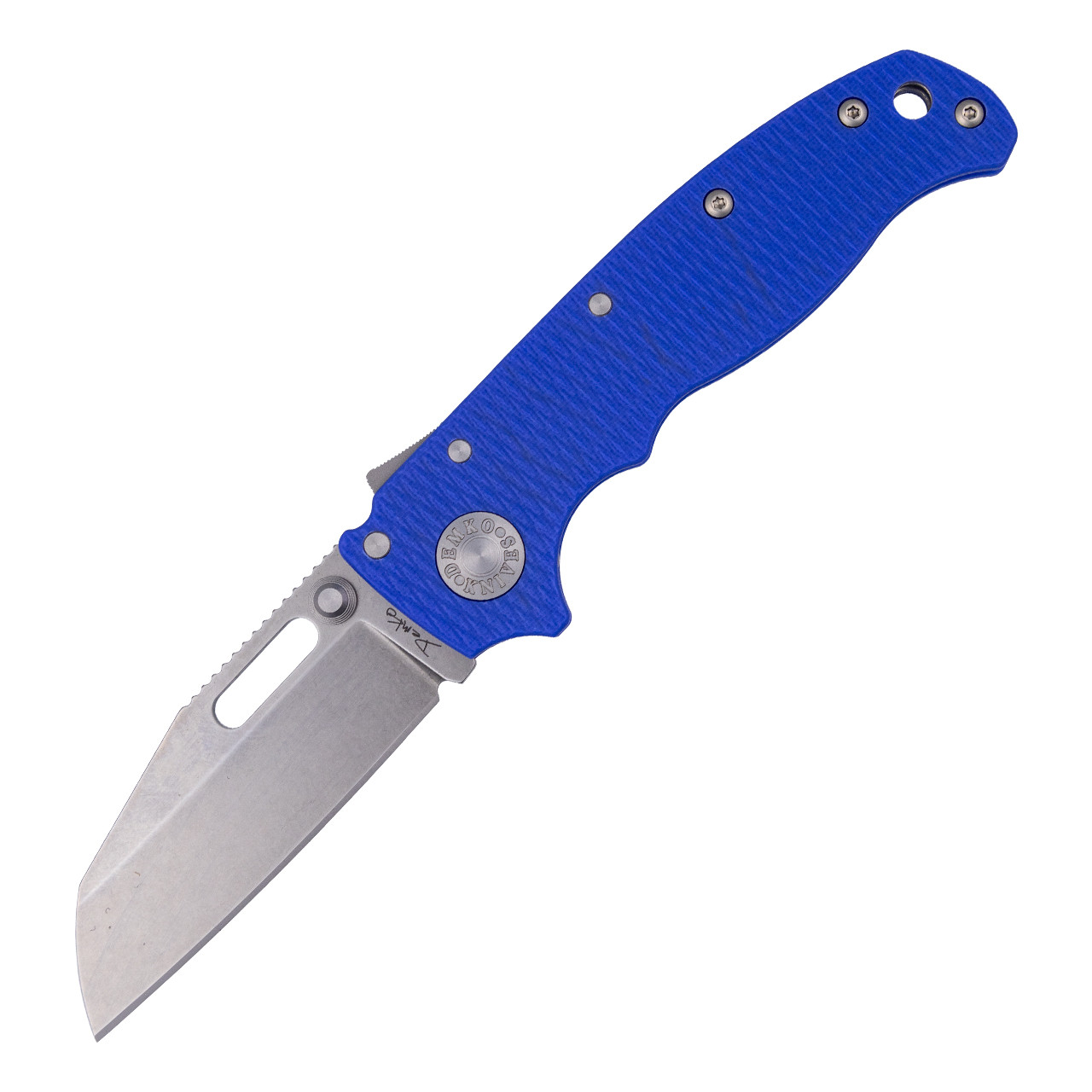 Demko AD20.5 Shark Foot, Blue G10 / Stonewash CPM 20CV