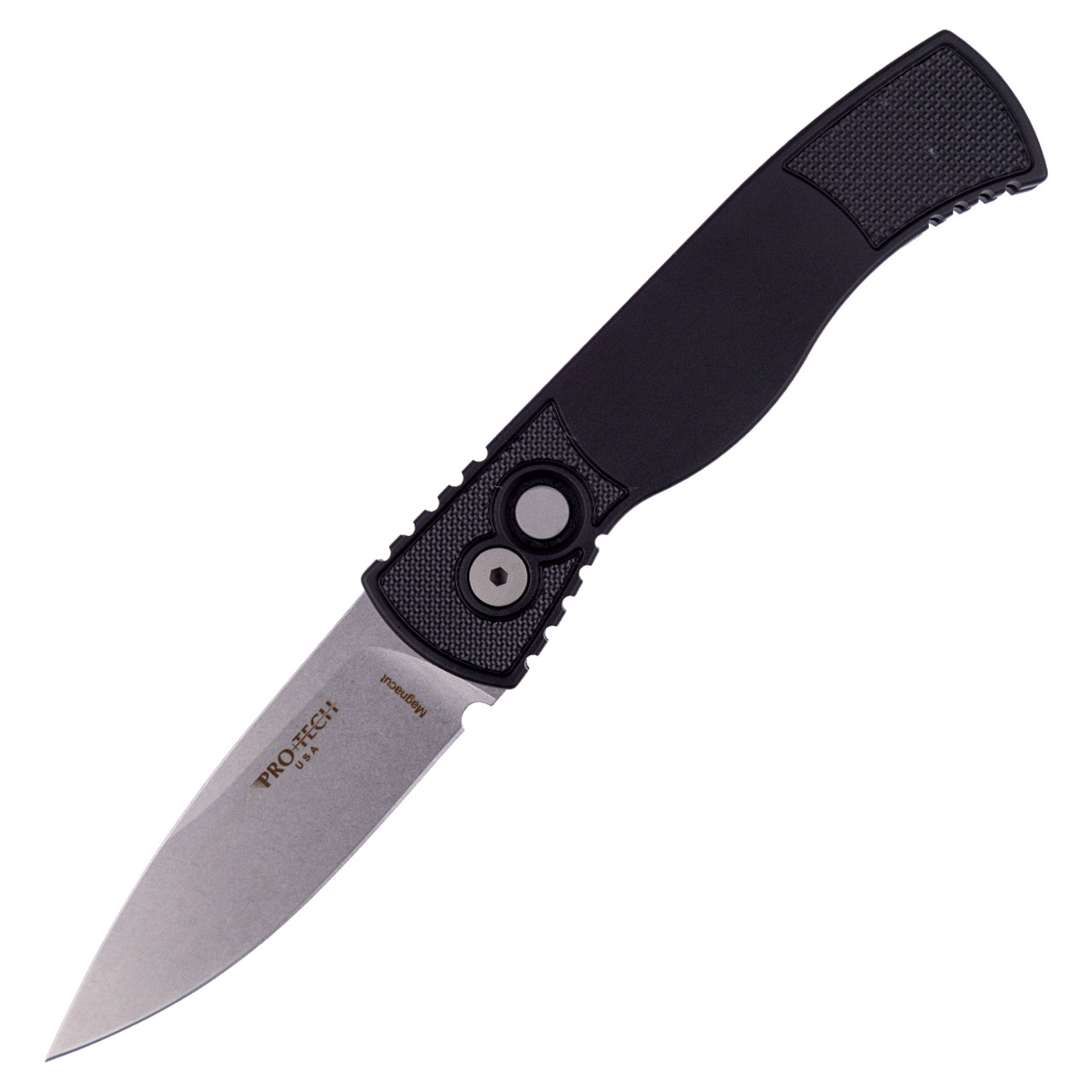 Pro-Tech TR-2, Black Textured Aluminum / Stonewash CPM MagnaCut - T201