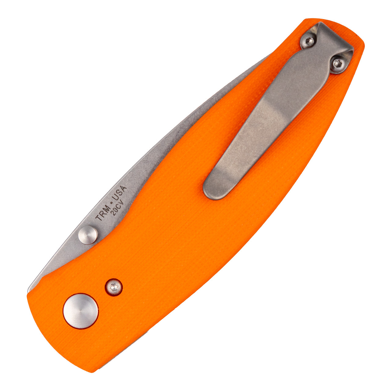 TRM Neutron 2, 3D Contoured Hunter Orange G10 / Stonewash CPM 20CV