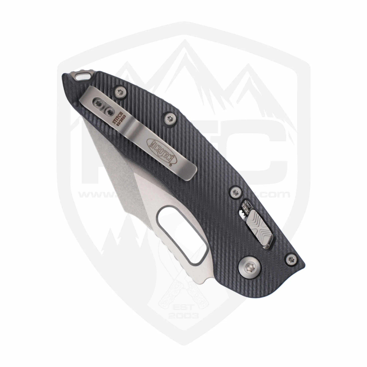 Microtech Stitch Ram-Lok Manual, Black Fluted G10 / Stonewash