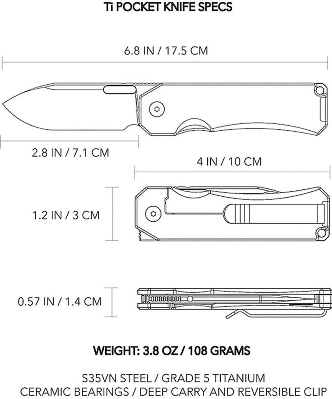 Big Idea Design: Ti Pocket Knife - Stonewashed Titanium Framelock -  CPM-S35VN