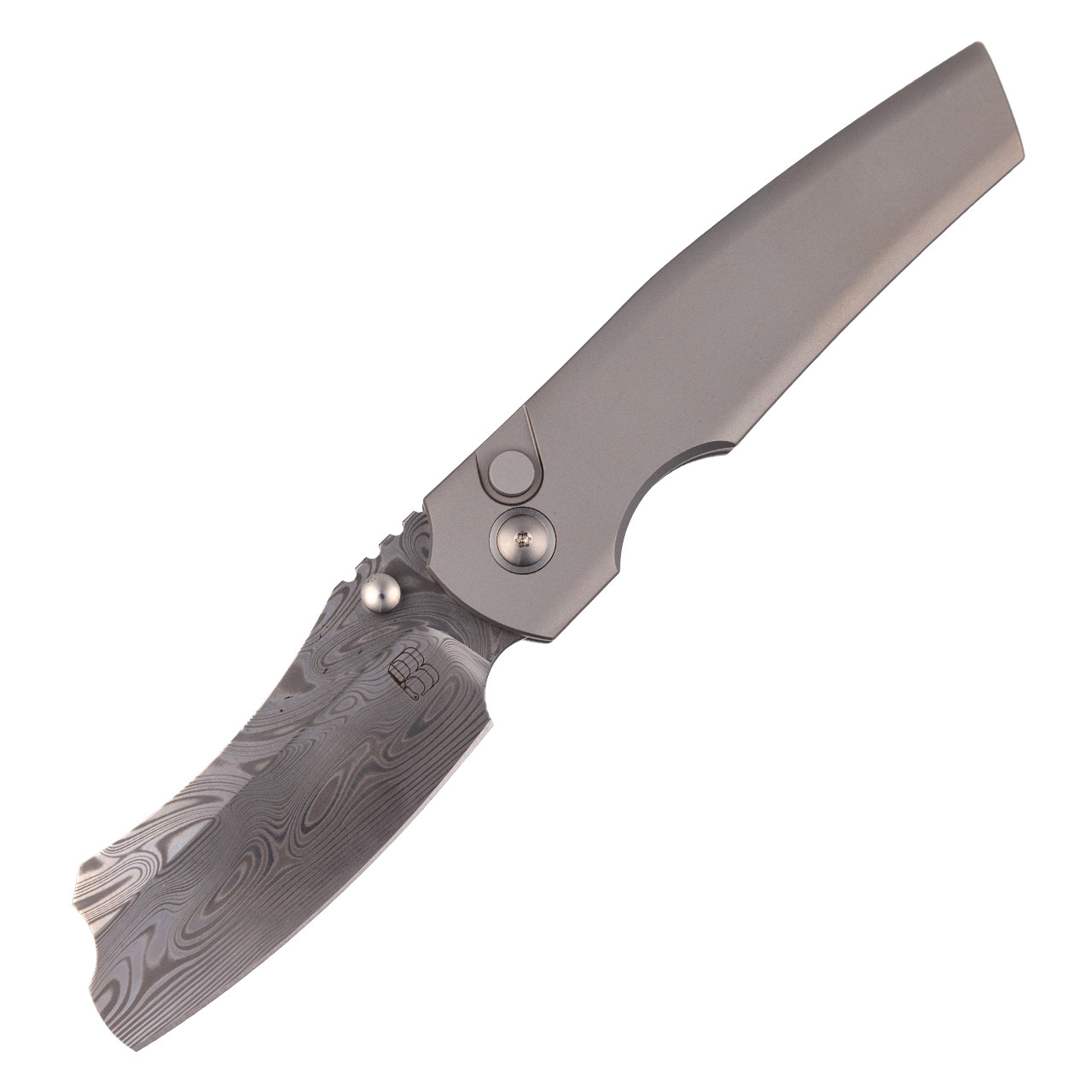 Berg Blades Button Barber, Bead Blast Titanium / Thor Damasteel