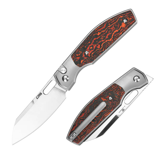 CJRB Ekko Button Lock, Titanium with Mars Valley Fat Carbon