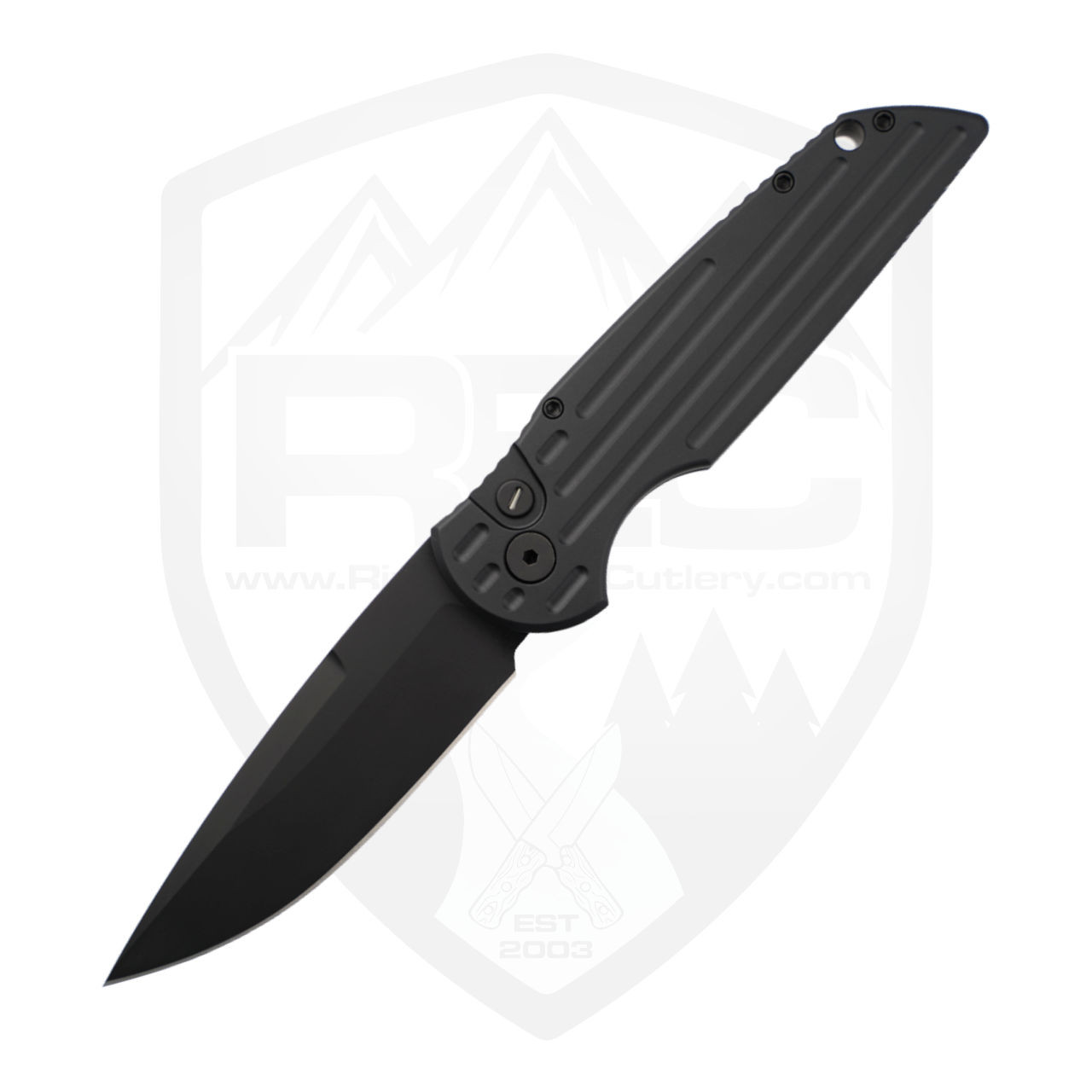 ProTech TR-3 Operator | Black Grooved DLC with 154CM Blade