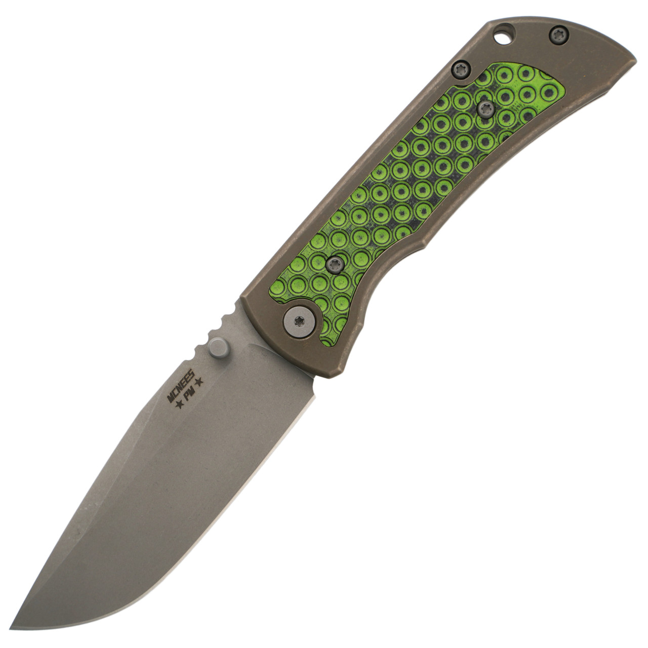 McNees Knives Mac2 3.5 Gen 2 Atomic Bronze with Toxic Green G10